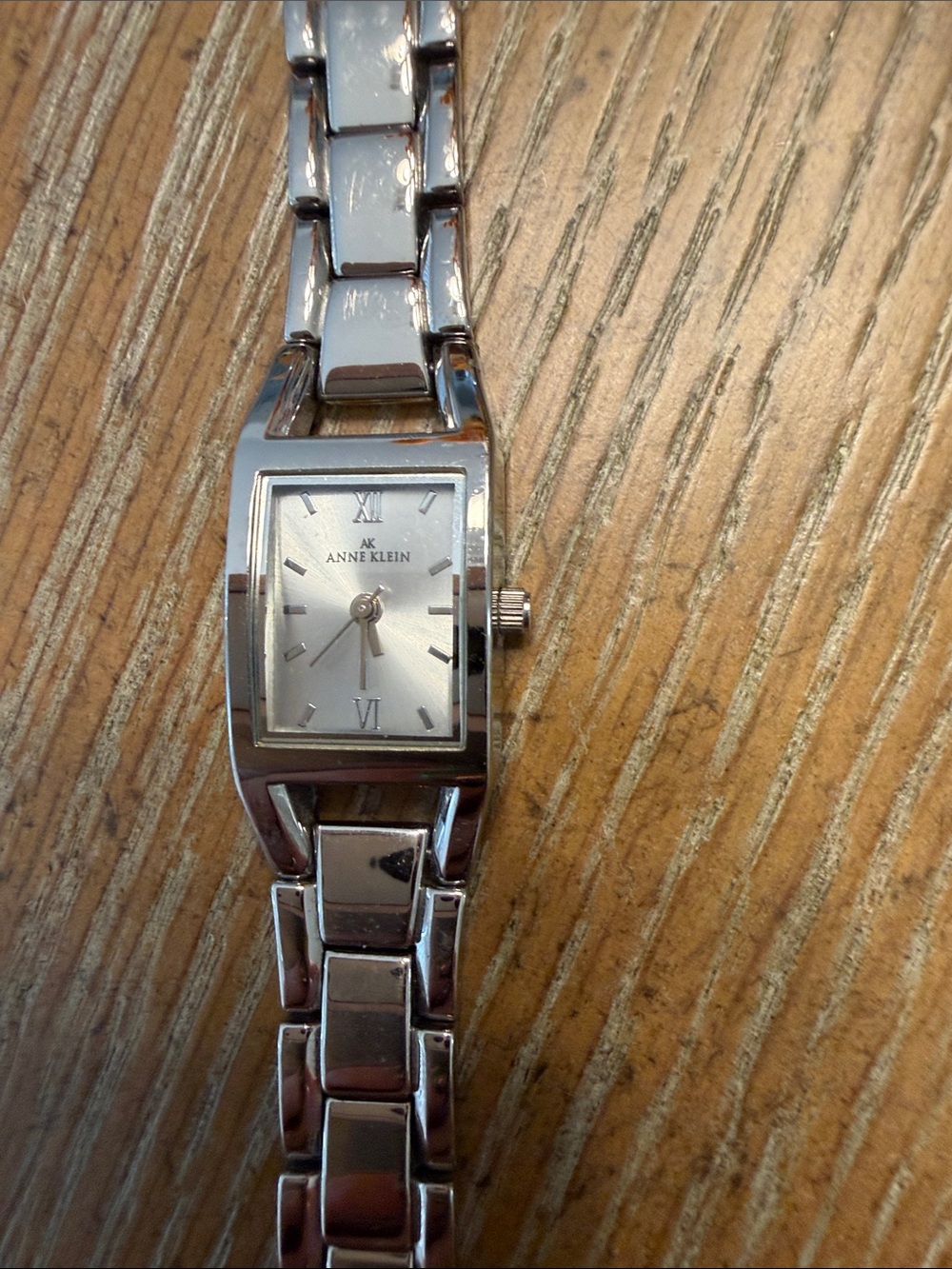 Anne Klein Silver-Tone Rectangular Bracelet Watch